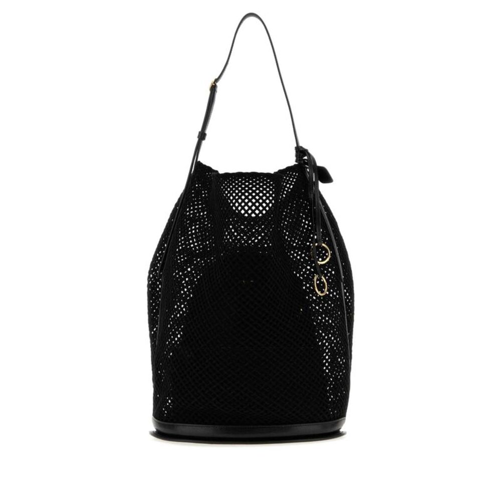 Alaia Women Black Mesh Large Hip Bucket Bag